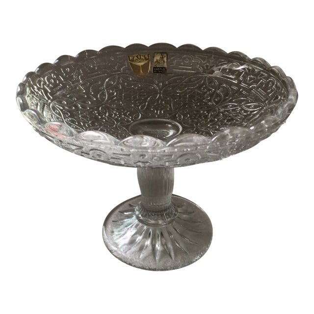 Castle Art Crystal Fains France Compote For Sale