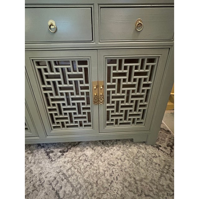 Asian Asian Style Contemporary Gray Lacquer Sideboard For Sale - Image 3 of 11