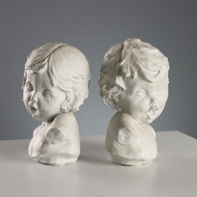 Ceramic Child Biscuit Busts, Set of 2 For Sale - Image 7 of 9