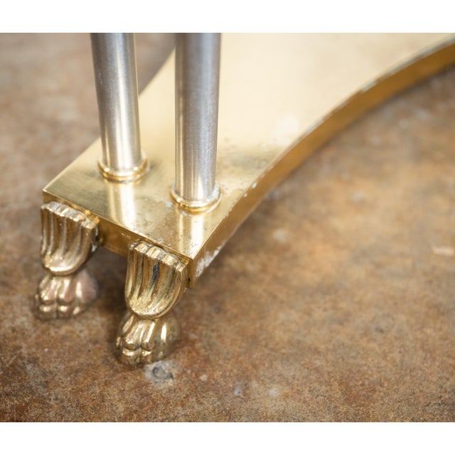 French Modern Round Occasional Table of Brushed Chrome and Brass - Maison Jansen For Sale - Image 10 of 11