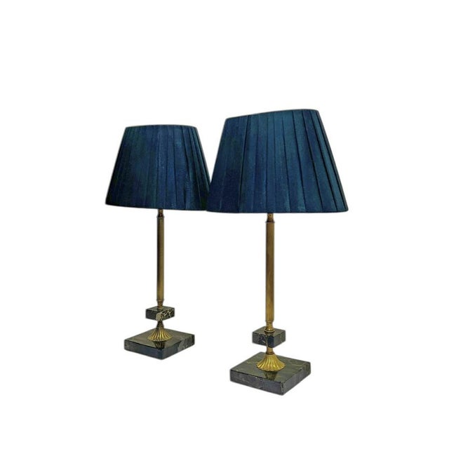 Table Lamps in Brass and Marble, 1950s, Set of 2 For Sale - Image 6 of 11