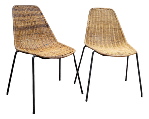 Wicker Basket Chairs attributed to Gian Franco Legler, 1950s-1960s, Set of 2
