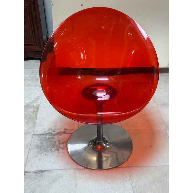 Philippe Starck for Kartell Ero/S Swivel Chair, Red For Sale - Image 11 of 12