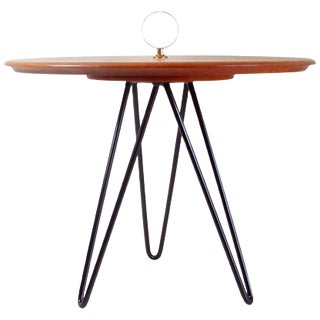 Mid-Century Teak, Brass & Cast Iron Tripod Side Table from Digsmed, Denmark For Sale