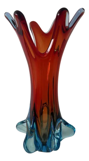 Large Red Flower-Shaped Murano Vase by Fr.lli Toso, 1950s