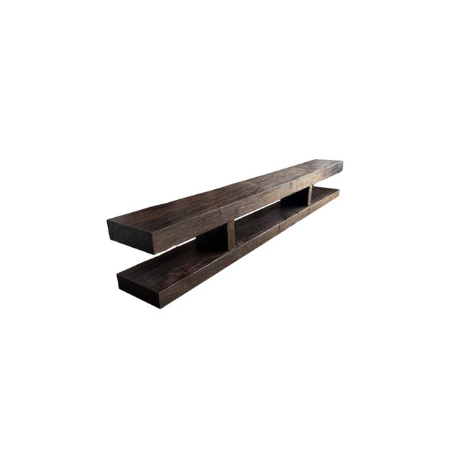 Wood Sculptural Teak Wood Long Bench Stunning Wood Textures, Modern Organic For Sale - Image 7 of 11