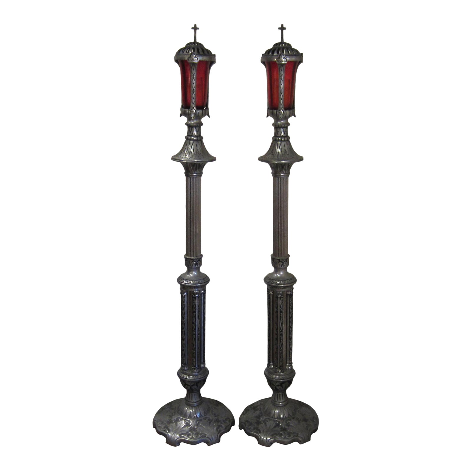 Tall Antique Church Candle Stands Holders A Pair Chairish