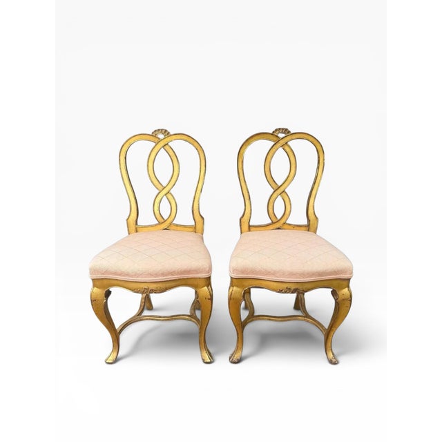 Hollywood Regency Late 20th Century Pair of Gilded Hollywood Regency Side Chairs in the Style of Rose Tarlow For Sale - Image 3 of 18