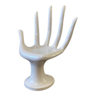 1960s Fiberglass White Hand Chair For Sale