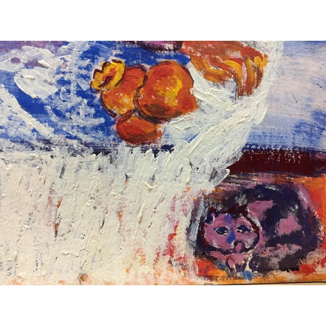 Abstract 1970s Oil Painting Portrait of a Lonely Girl For Sale - Image 3 of 10