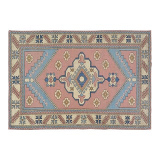 1960s Vintage Anatolian Oushak Handmade Hand Knotted Rug With Natural Colors,5'3"x7'10" For Sale