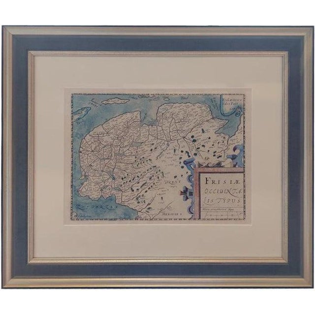 Antique Map of Friesland in Frame, 1612 For Sale - Image 6 of 6