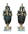This is pair of Louis XVI style gilt-bronze mounted green marble urns, or cassolettes likely dating from the 19th or early...
