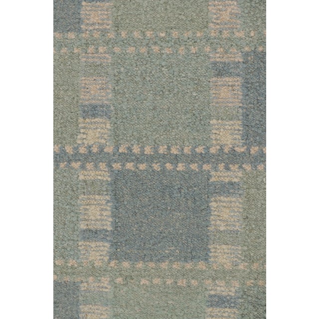 Kelly Green Contemporary Scandinavian Style Geometric Wool Rug, by Rug & Kilim, India For Sale - Image 8 of 10