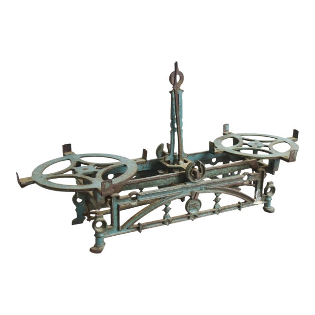 Antique Metal Teal/Blue Balance Scale For Sale