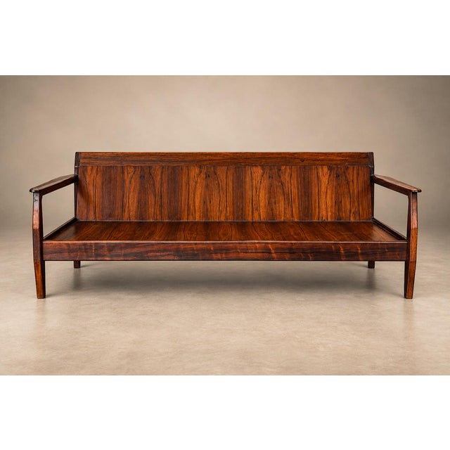 Brazilian Modern Sofa in Rosewood and Celadon Mohair, Attributed to Jean Gillon, Brazil, 1960s - Lot 703 For Sale - Image 13 of 18