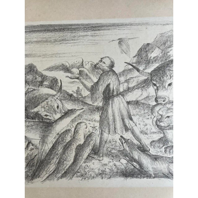 Printmaking Materials Walter Teutsch "Francis Preaches to the Animals" Lithograph C.1924 For Sale - Image 7 of 10