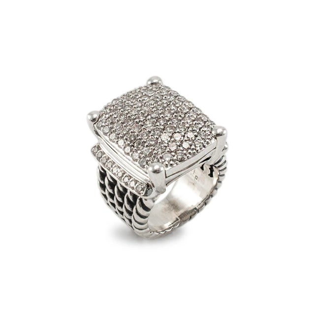 Brand: David Yurman Gender: Ladies Metal Type: 925 Sterling Silver Ring Size: 4.00 Width: 20.65 mm tapering to 9.00 mm...