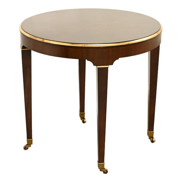 Barbara Barry Style Hollywood Regency Walnut and Parcel Gilt Tea Table or Occasional Side Table by Ethan Allen For Sale