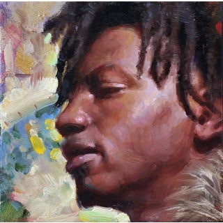 Message by Karen Offutt | Oil on Panel Portrait of a Young Man's Profile For Sale