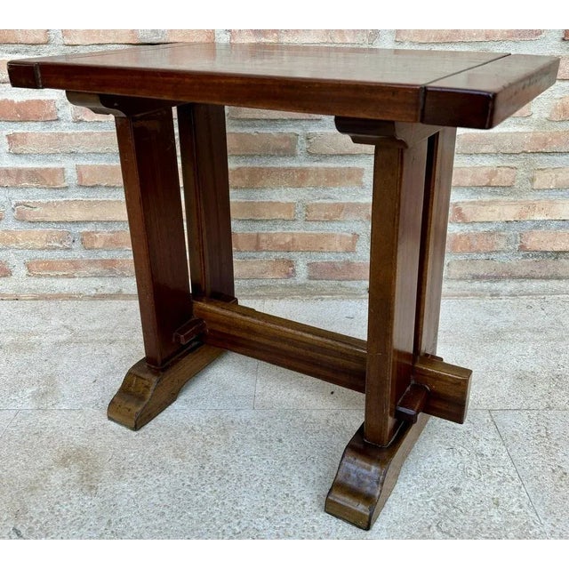 Vintage Cubist Art Deco Side Table in Walnut, 1920s For Sale - Image 4 of 7