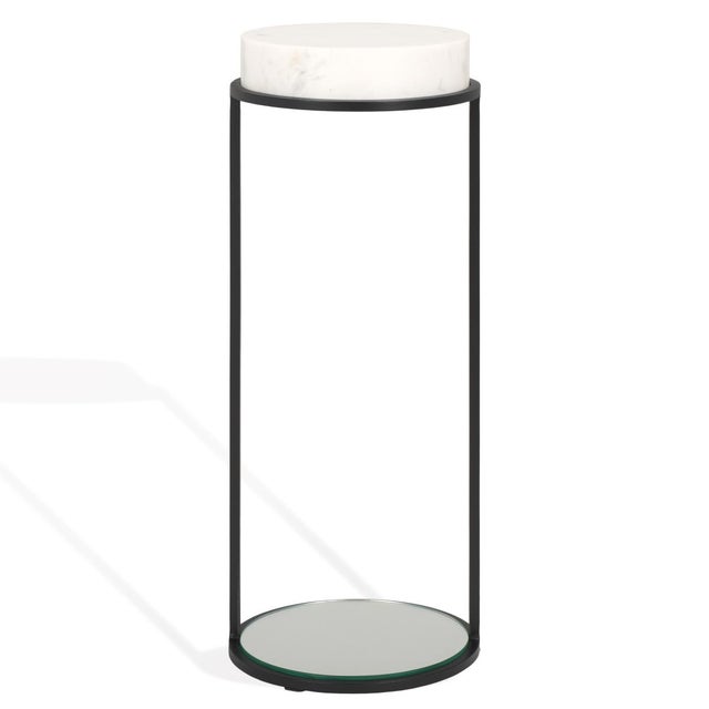 Black Jennibelle Round Marble Drink Table in Black with White Marble Top For Sale - Image 8 of 8