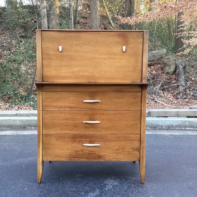 Designed by John Van Koert for Drexel: A beautifully designed mid-century modern secretary from his iconic Profile...