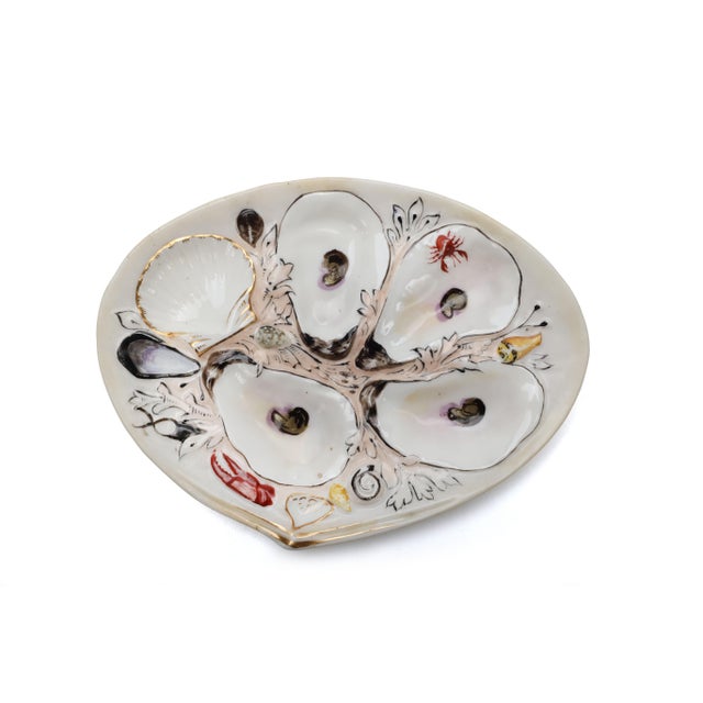 Antique White Antique Union Porcelain Works Marine Themed Oyster Plate For Sale - Image 8 of 11