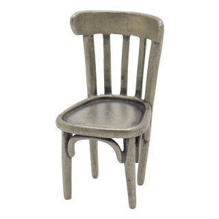 Vintage Italian Handmade Silver 800 Kitchen Chair Dollhouse Miniature, Arezzo, 1980s For Sale