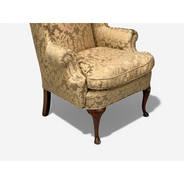 Queen Anne, Wingback Chair, Fabric, Mahogany, England, 19th C. For Sale - Image 4 of 7