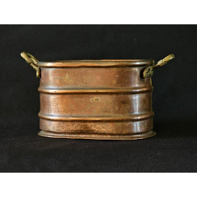 Antique French Copper Jardinière With Brass Handles – 19th Century Vintage Planter For Sale - Image 4 of 9