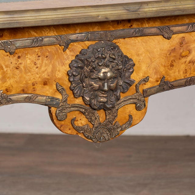 Early 20th Century Louis XV Style Burlwood Writing Desk With Leather Top For Sale - Image 11 of 18