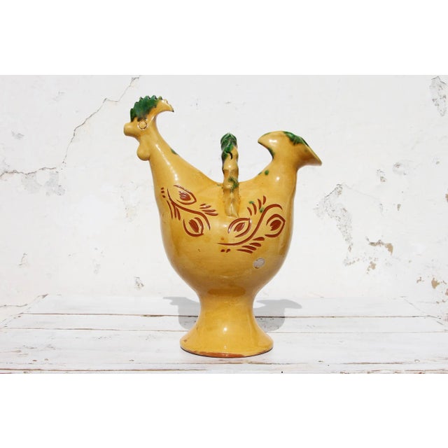 Rustic European 1900s Portuguese Rooster Earthenware Aquamanile For Sale - Image 3 of 13