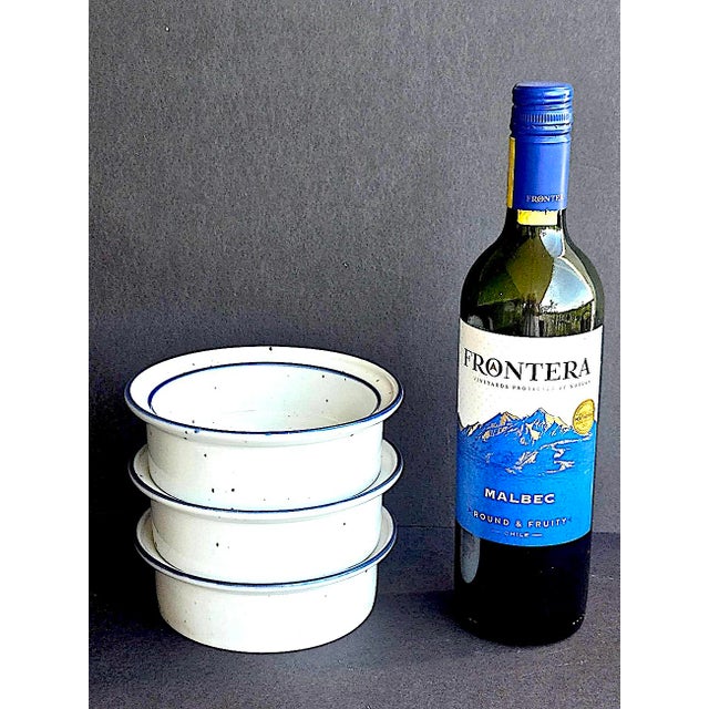 Mid-Century Modern Vintage Dansk Blue Mist Rimmed Soup Bowls, 3 Pieces For Sale - Image 3 of 12