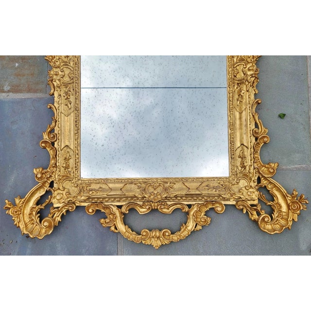 Gold Palatial Antique Italian French Rococo Style Gilt Carved Mirror For Sale - Image 8 of 13