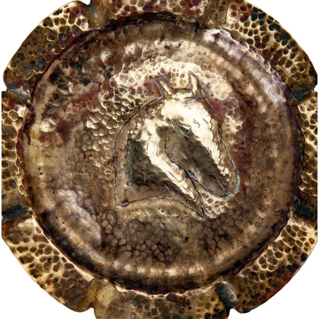 Mid 20th Century Mid 20th Century Handmade Brass Ashtray Horse Motif For Sale - Image 5 of 7