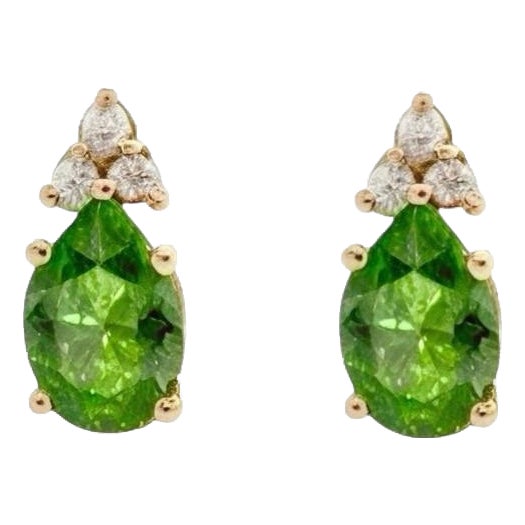 Natural Tourmaline Diamond Earrings 14k Gold 1.87 TCW Certified For Sale