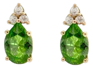 Natural Tourmaline Diamond Earrings 14k Gold 1.87 TCW Certified