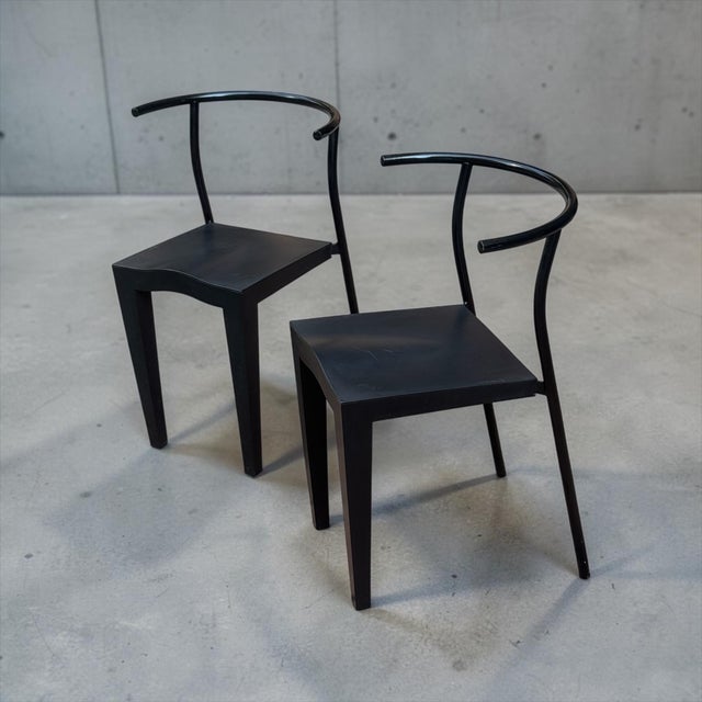Authentic pair of Kartell Dr. Glob dining chairs designed by Philippe Starck and made in Italy. An iconic postmodern...