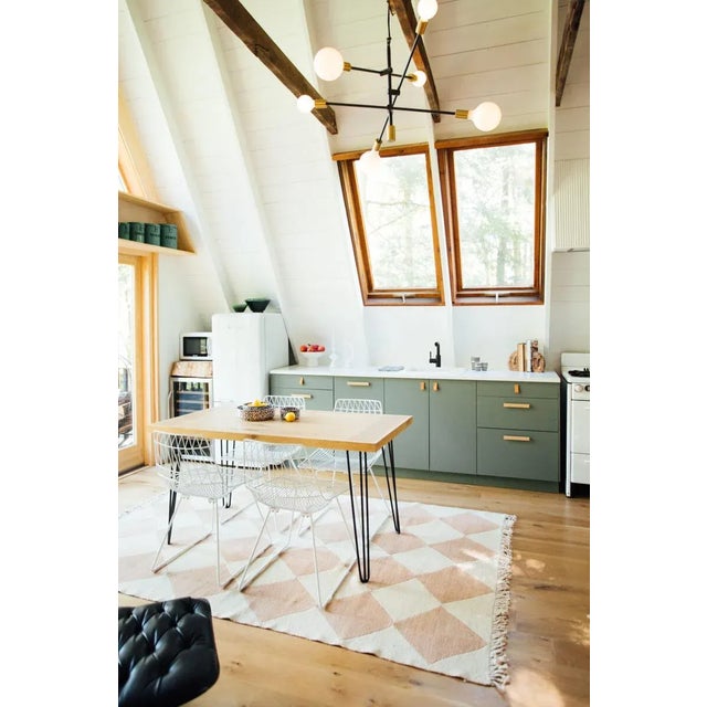 Champagne Blush and Natural White Diamond Checker Zanafi Moroccan Wool Rug - 6x9' For Sale - Image 12 of 13