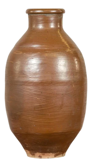 Japanese Meiji Period 19th century Water Jar with Brown Monochrome Patina