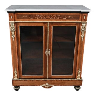 Late 19th Century Napoleon III Marquetry Display Cabinet For Sale