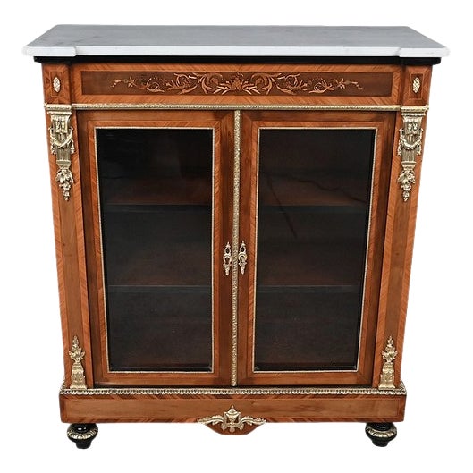 Late 19th Century Napoleon III Marquetry Display Cabinet For Sale