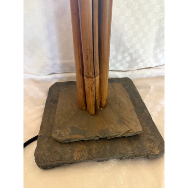 Mid-Century Modern 1950s Mid-Century Modern Bamboo and Slate Lamp For Sale - Image 3 of 18