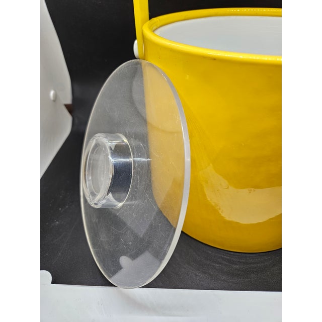 Plastic Vintage 1970s Yellow Vinyl and Lucite Ice Bucket For Sale - Image 7 of 9