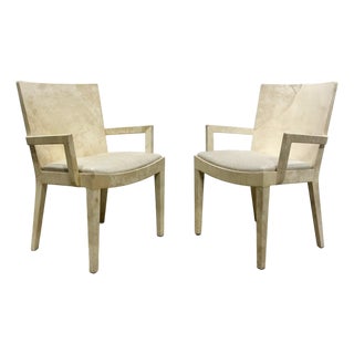 1980s Karl Springer Goatskin JMF Captains Arm Chairs For Sale