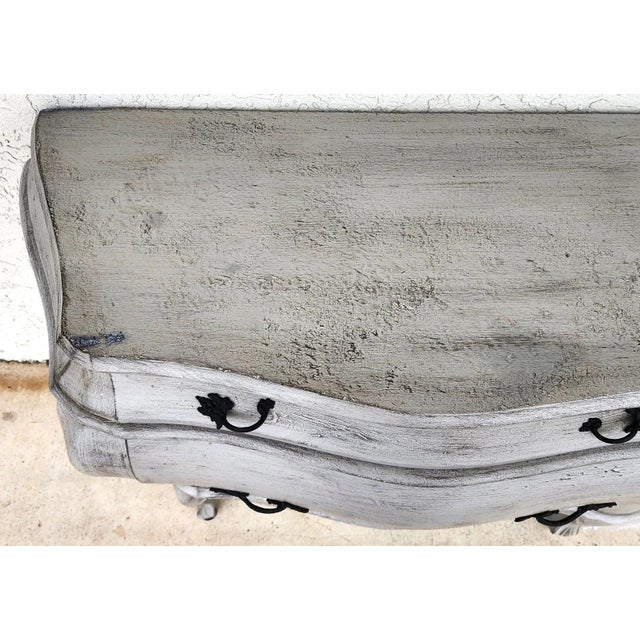 Wood Antique French Serpentine Dresser Distressed For Sale - Image 7 of 18