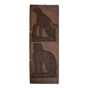 Wooden Gingerbread Mold, Dog and Cat