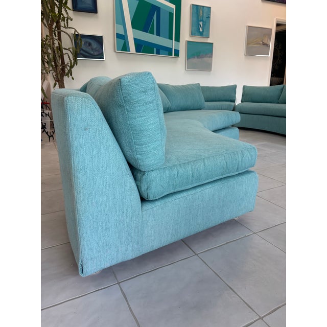 Sky Blue 1970s Milo Baughman Attributed Circular Sectional Sofa For Sale - Image 8 of 11