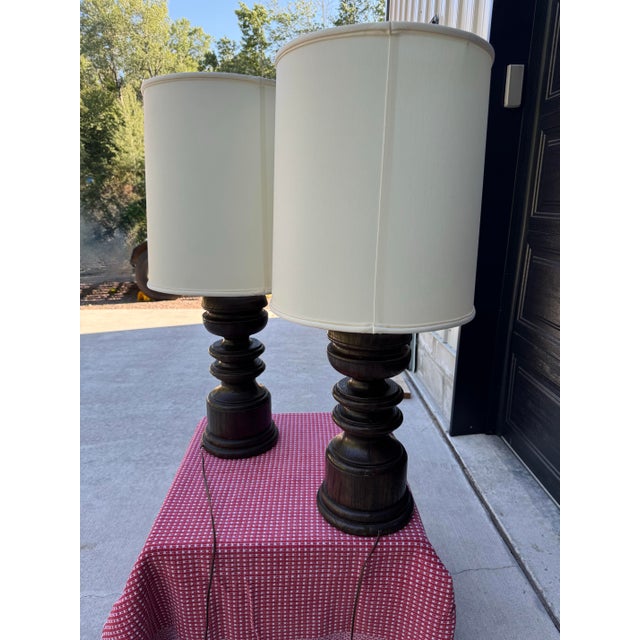 Make a monumental statement with this striking pair of oversized 1970s table lamps. Embodying the peak of Scandinavian...